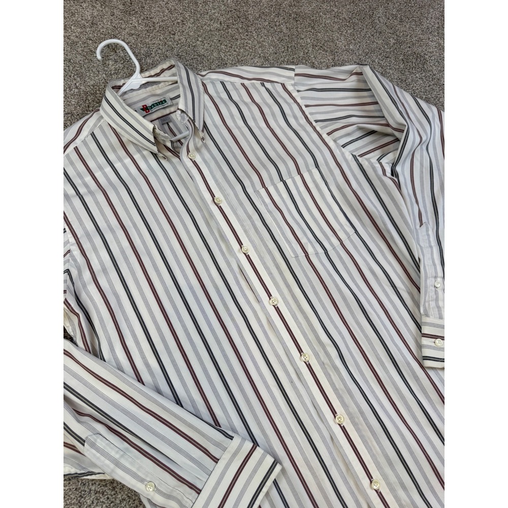 Dahle Mens 16.5 37 Tall Striped Button Down Western Shirt Pima Blend Made in USA
